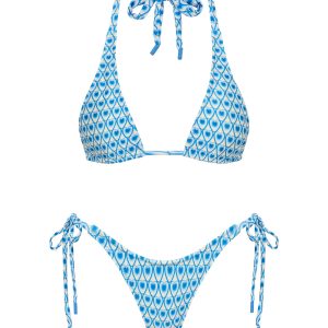 DARA - RIYA Blue Geometric Triangle Bikini Set