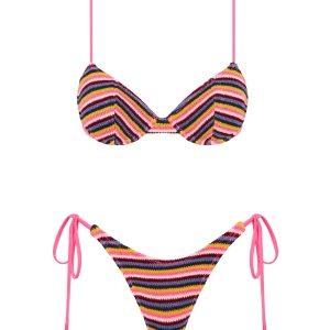 JARA - LONI Stripe Crochet Balconette Bikini
