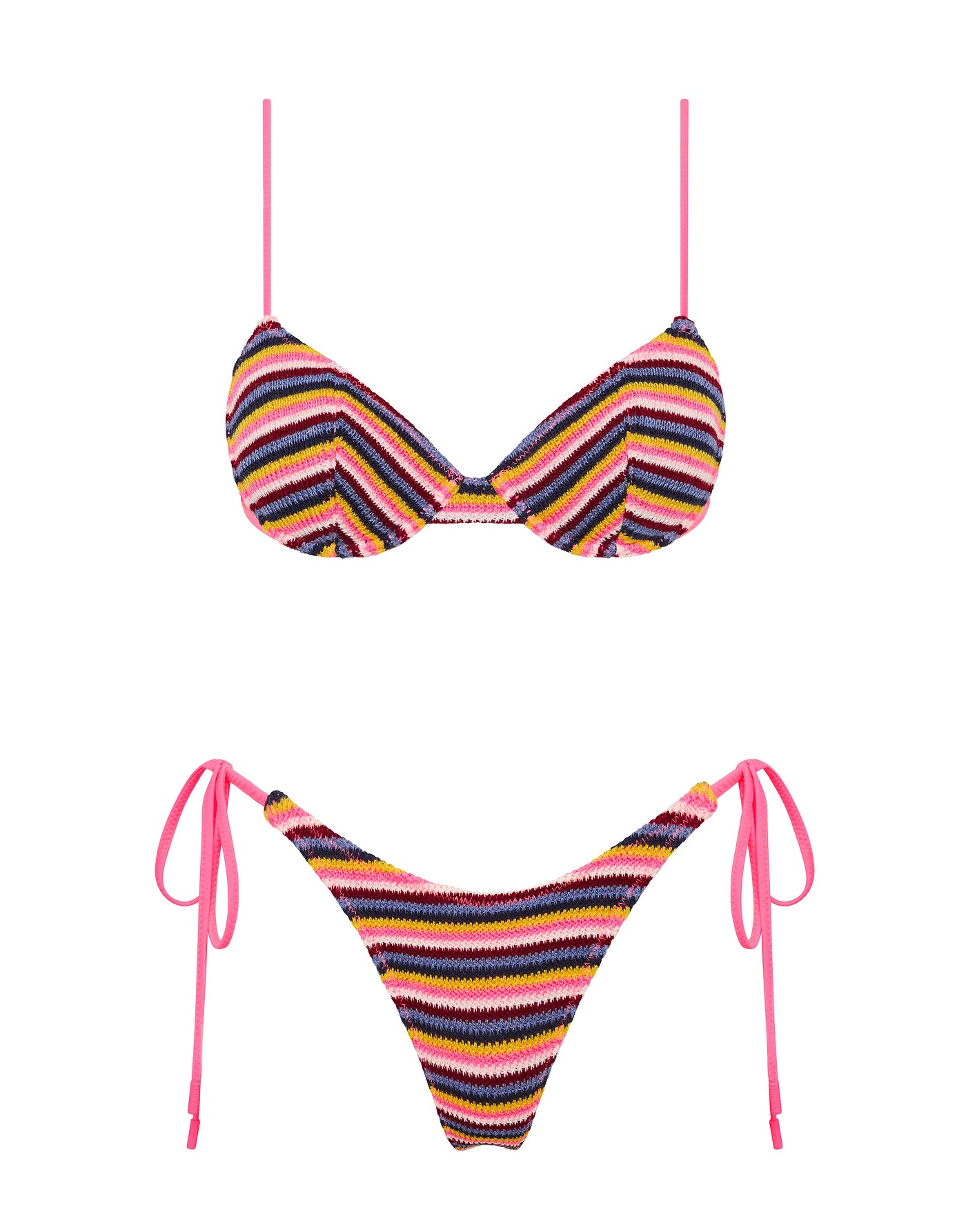 JARA - LONI Stripe Crochet Balconette Bikini