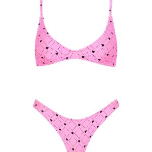 MAIA - CASSI Pink Heart Scoop Bikini Set