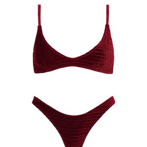 MAIA - RONI Burgundy Velvet Scoop Bikini Set