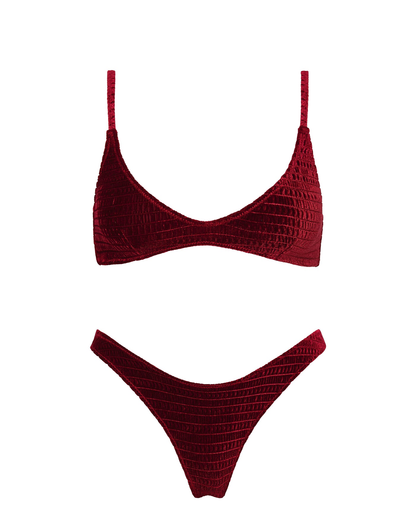 MAIA - RONI Burgundy Velvet Scoop Bikini Set