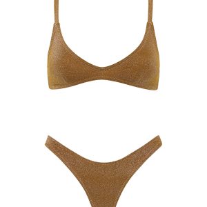 MAIA - TINE SPARKLE Brown Sparkle Scoop Bikini Set