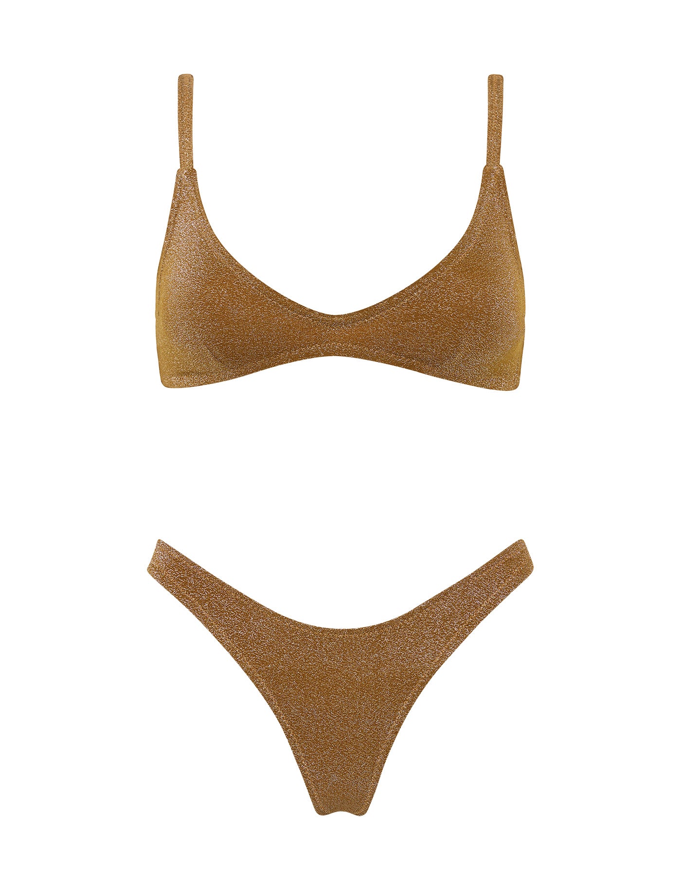 MAIA - TINE SPARKLE Brown Sparkle Scoop Bikini Set