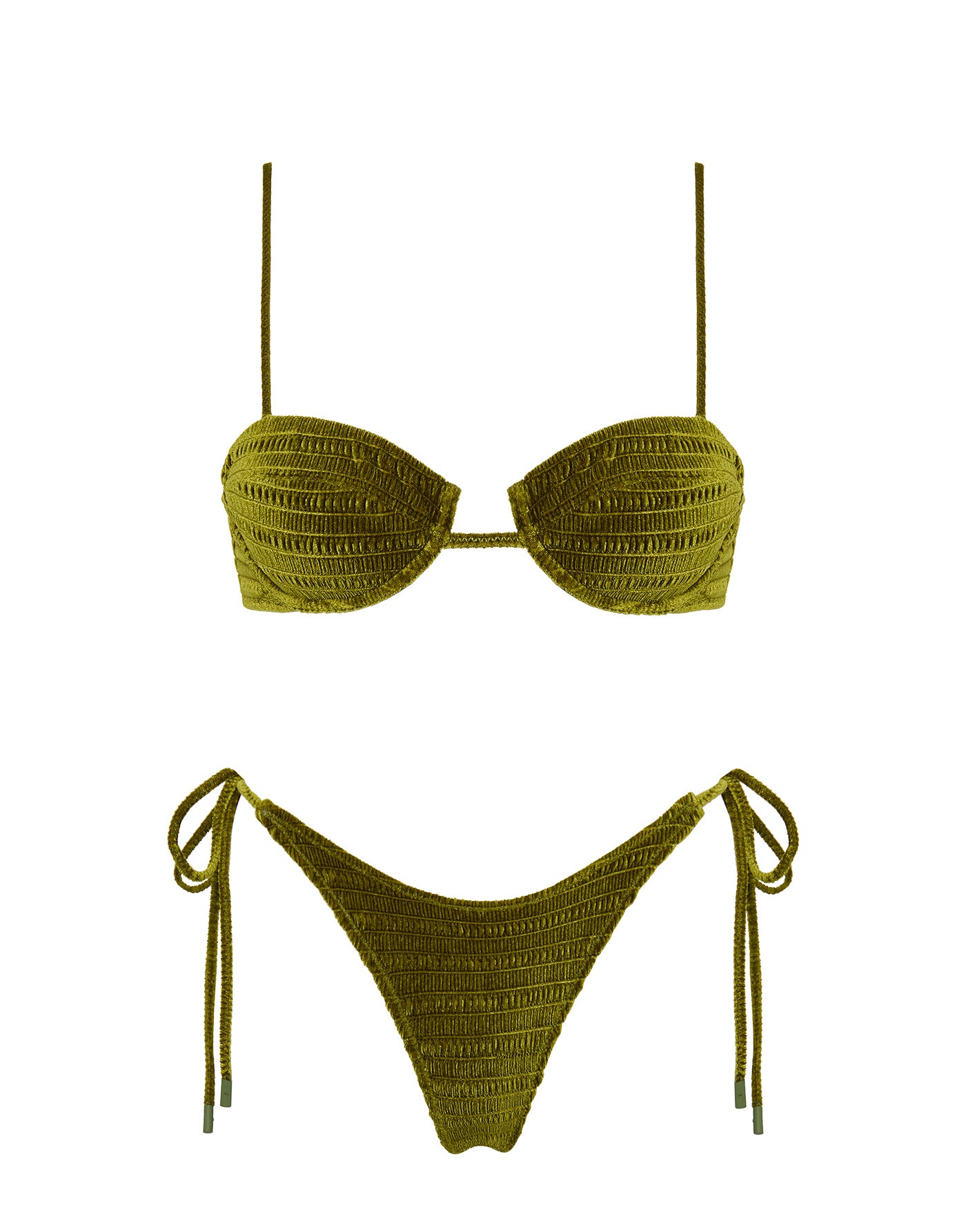 MALA - VARO Green Velvet Balconette Bikini Set