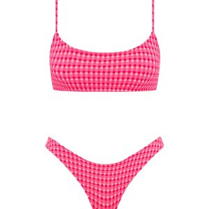 MICA - ADAO Pink Textured Crop Bikini Set