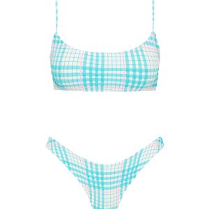 MICA - BLUE BLOSS CHECK Crop Bikini Set