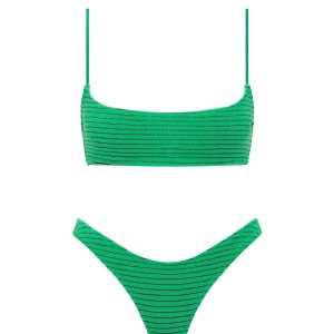 MICA - HUBE Green Terry Towelling Crop Bikini Set