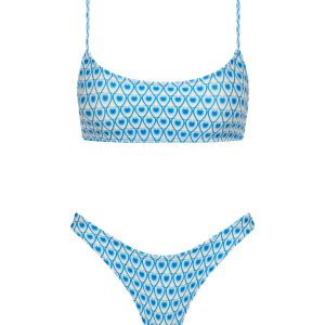 MICA - RIYA Blue Geometric Crop Bikini Set