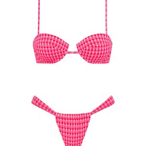 PALMA - ADAO Pink Textured Balconette Bikini Set
