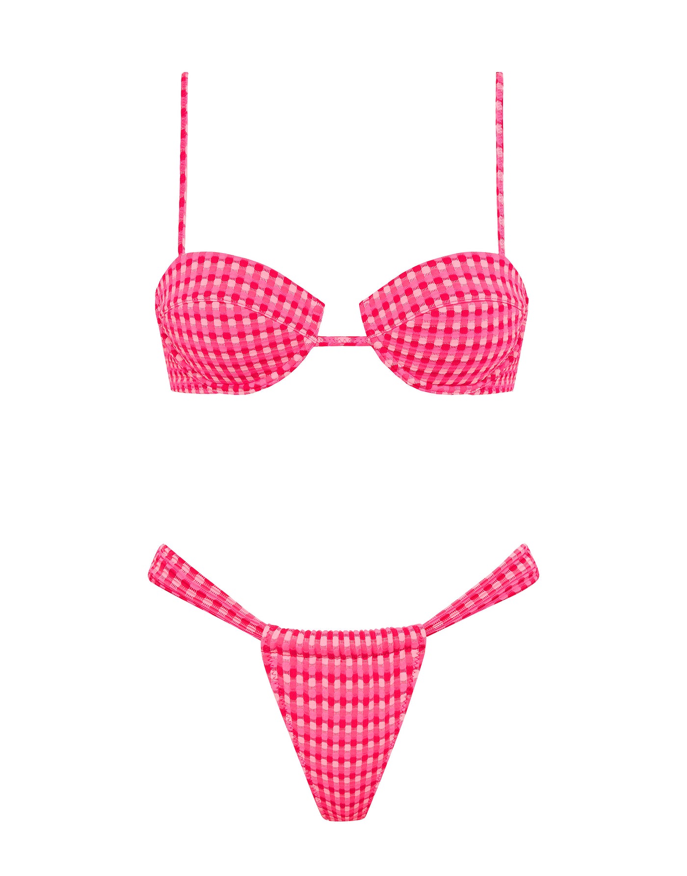 PALMA - ADAO Pink Textured Balconette Bikini Set