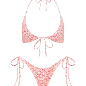 SOFI - PORTE Pink Geometric Halter Bikini Set
