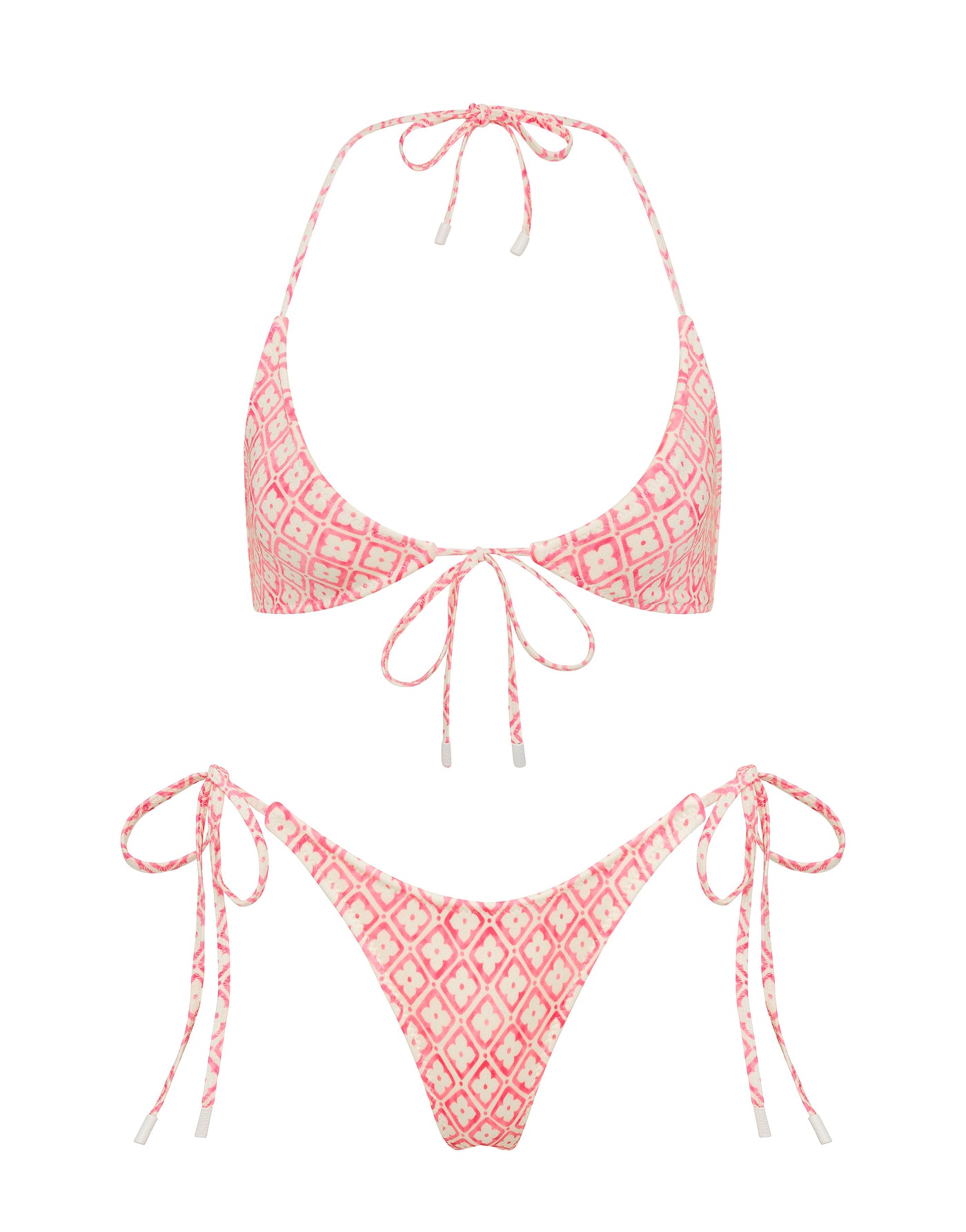 SOFI - PORTE Pink Geometric Halter Bikini Set