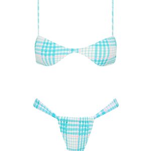 STELL - BLUE BLOSS CHECK Scoop Bikini Set