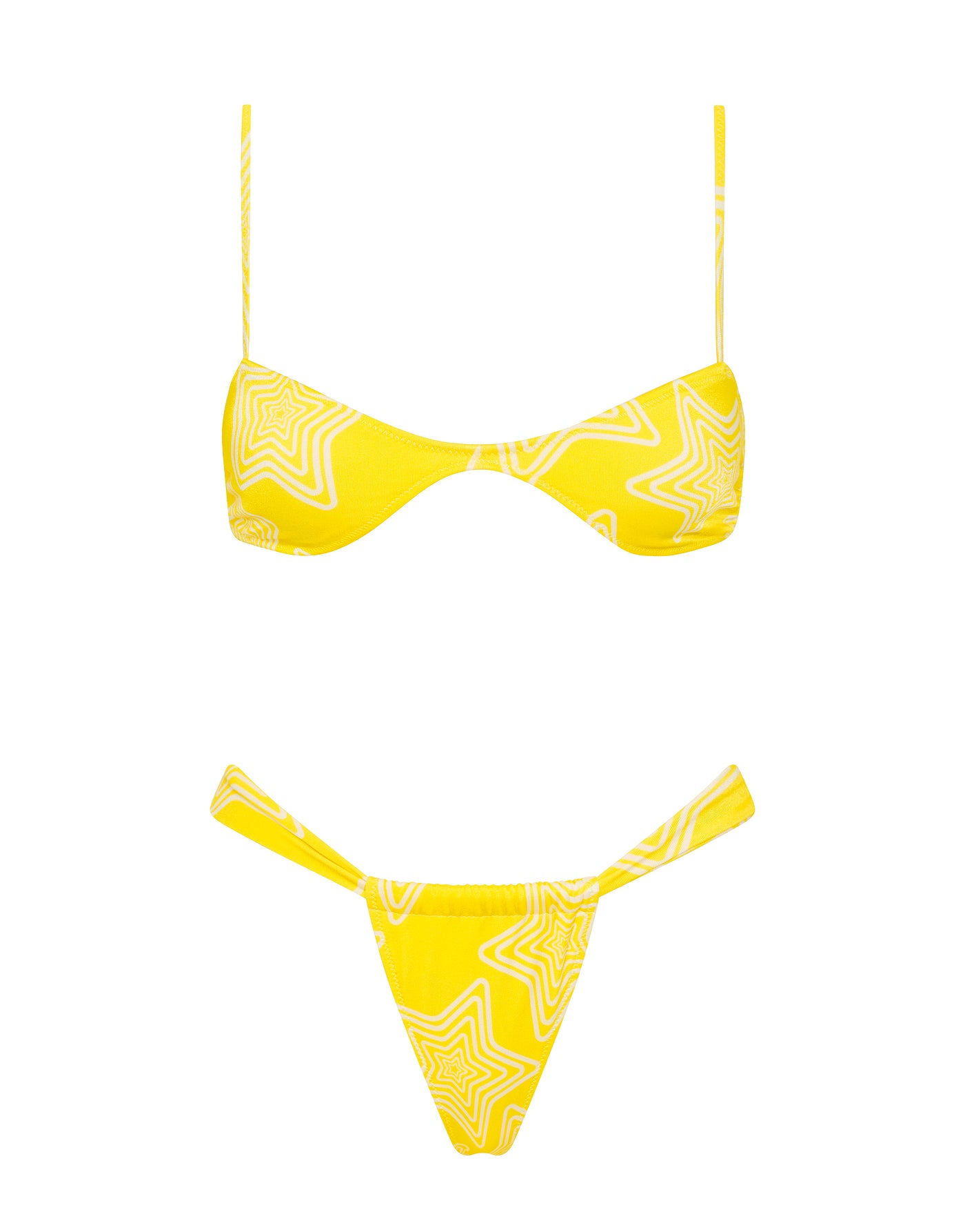 STELL - MANCA Yellow Star Scoop Crop Bikini Set