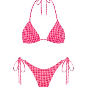 VINCA - ADAO Pink Textured Triangle Bikini Set