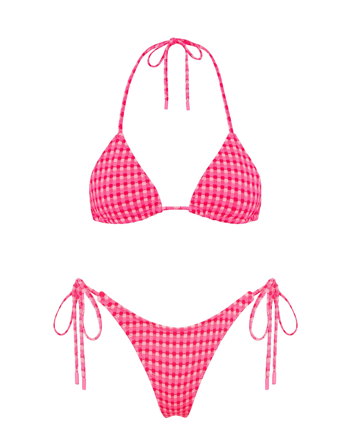 VINCA - ADAO Pink Textured Triangle Bikini Set