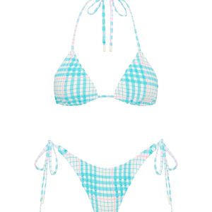 VINCA - BLUE BLOSS CHECK Triangle Bikini Set