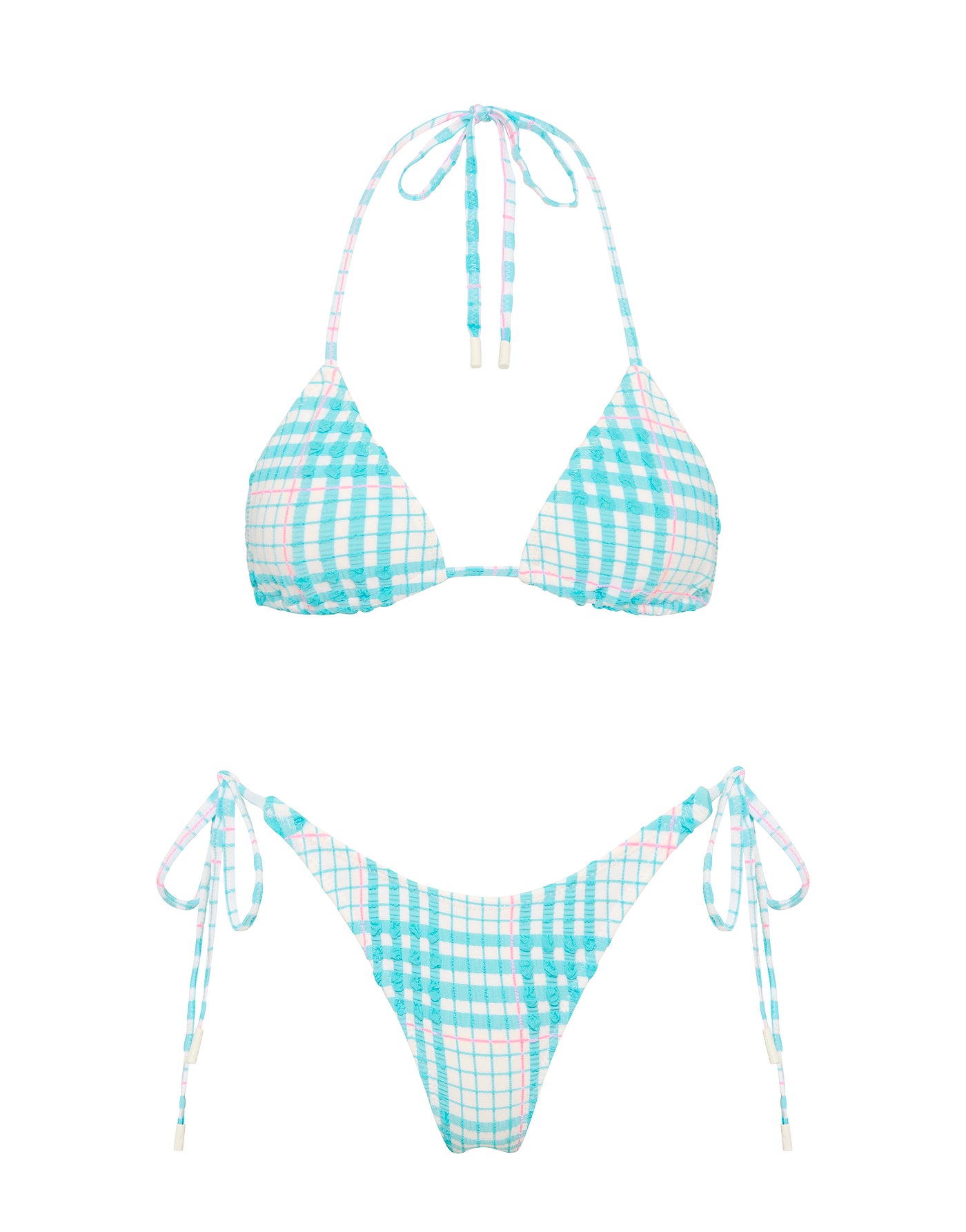 VINCA - BLUE BLOSS CHECK Triangle Bikini Set