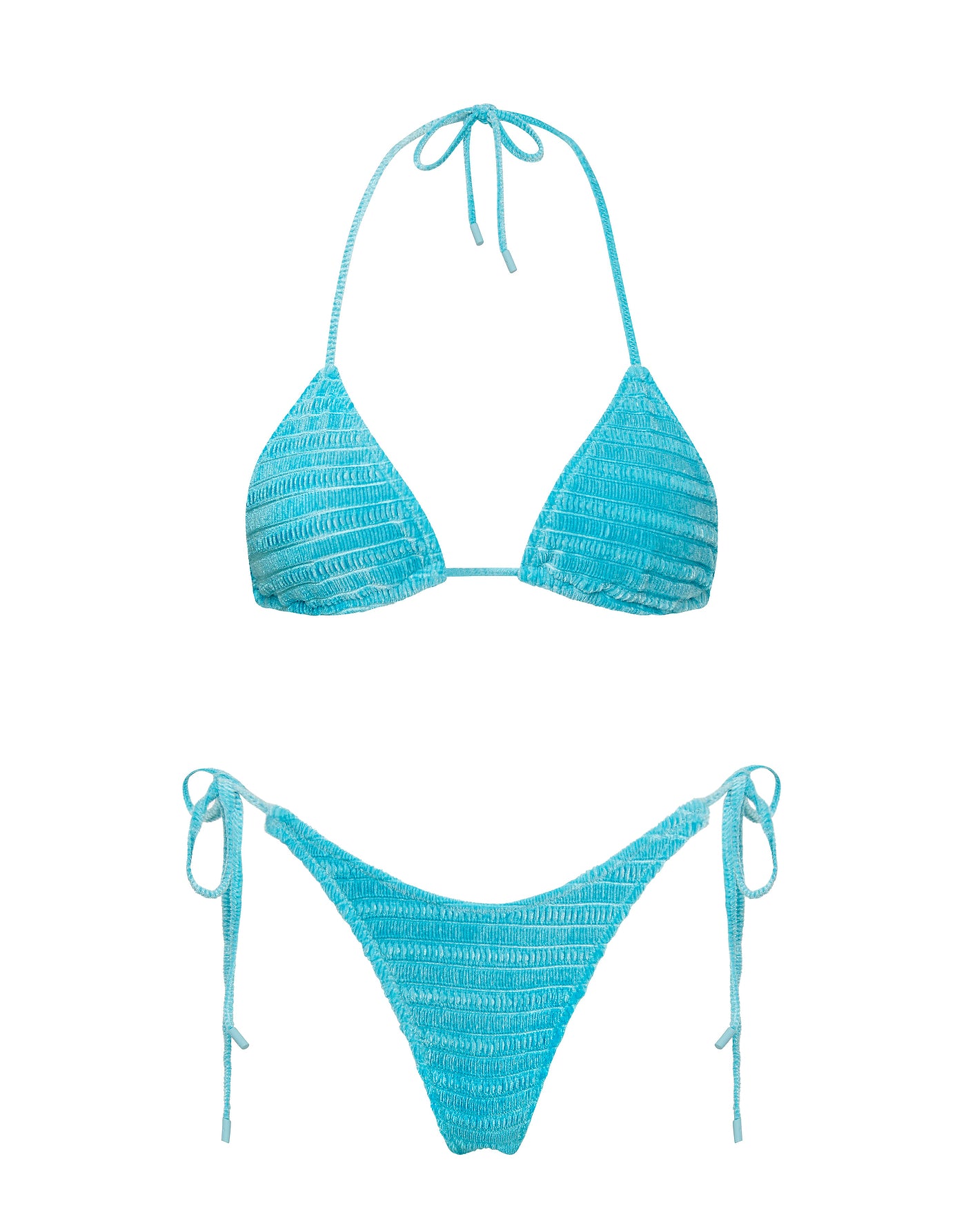 VINCA - COTE Blue Velvet Triangle Bikini Set