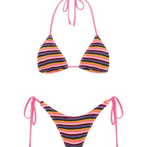 VINCA - LONI Stripe Crochet Triangle Bikini Set