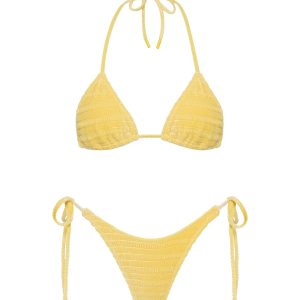 VINCA - MACA Yellow Velvet Triangle Bikini Set
