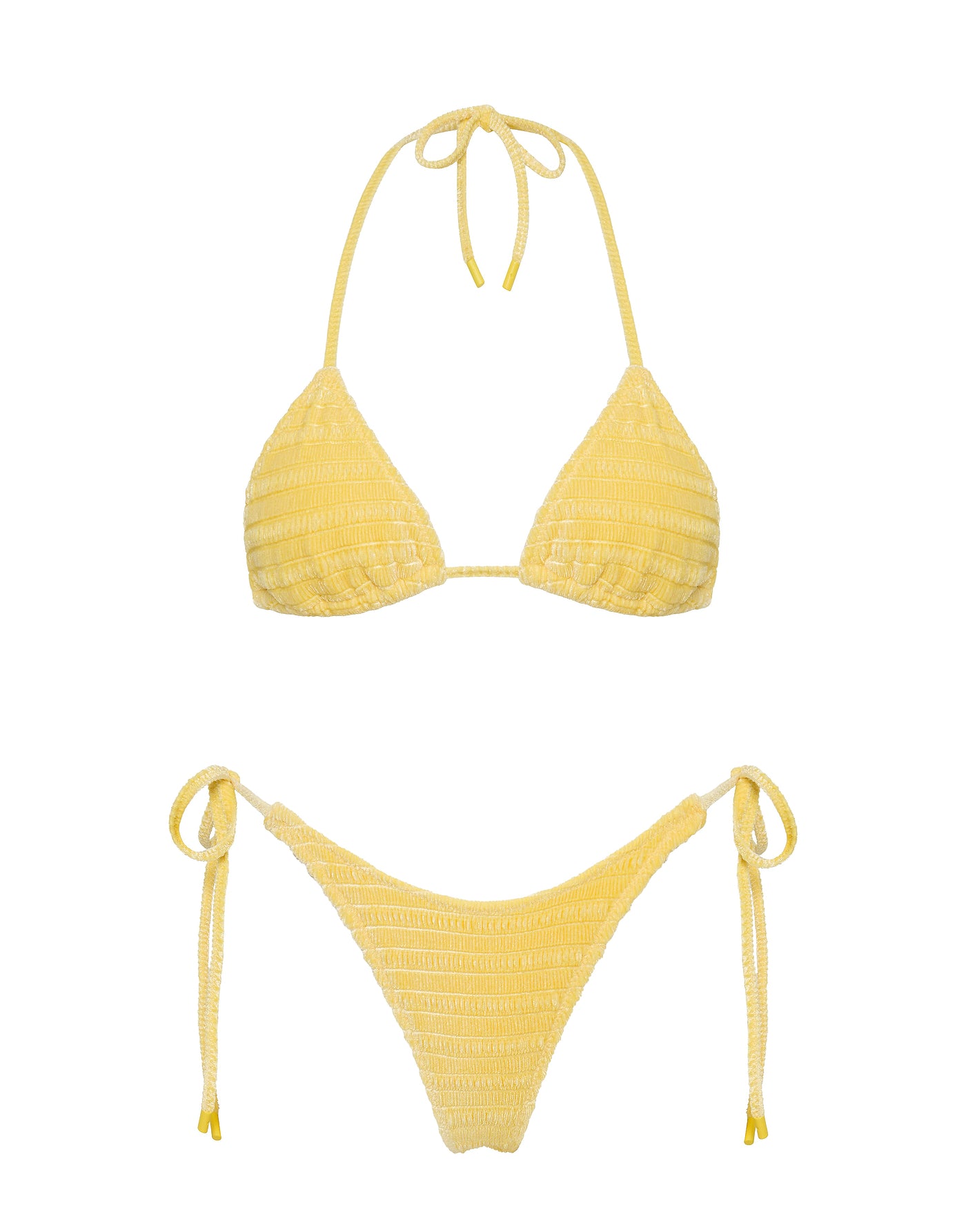 VINCA - MACA Yellow Velvet Triangle Bikini Set