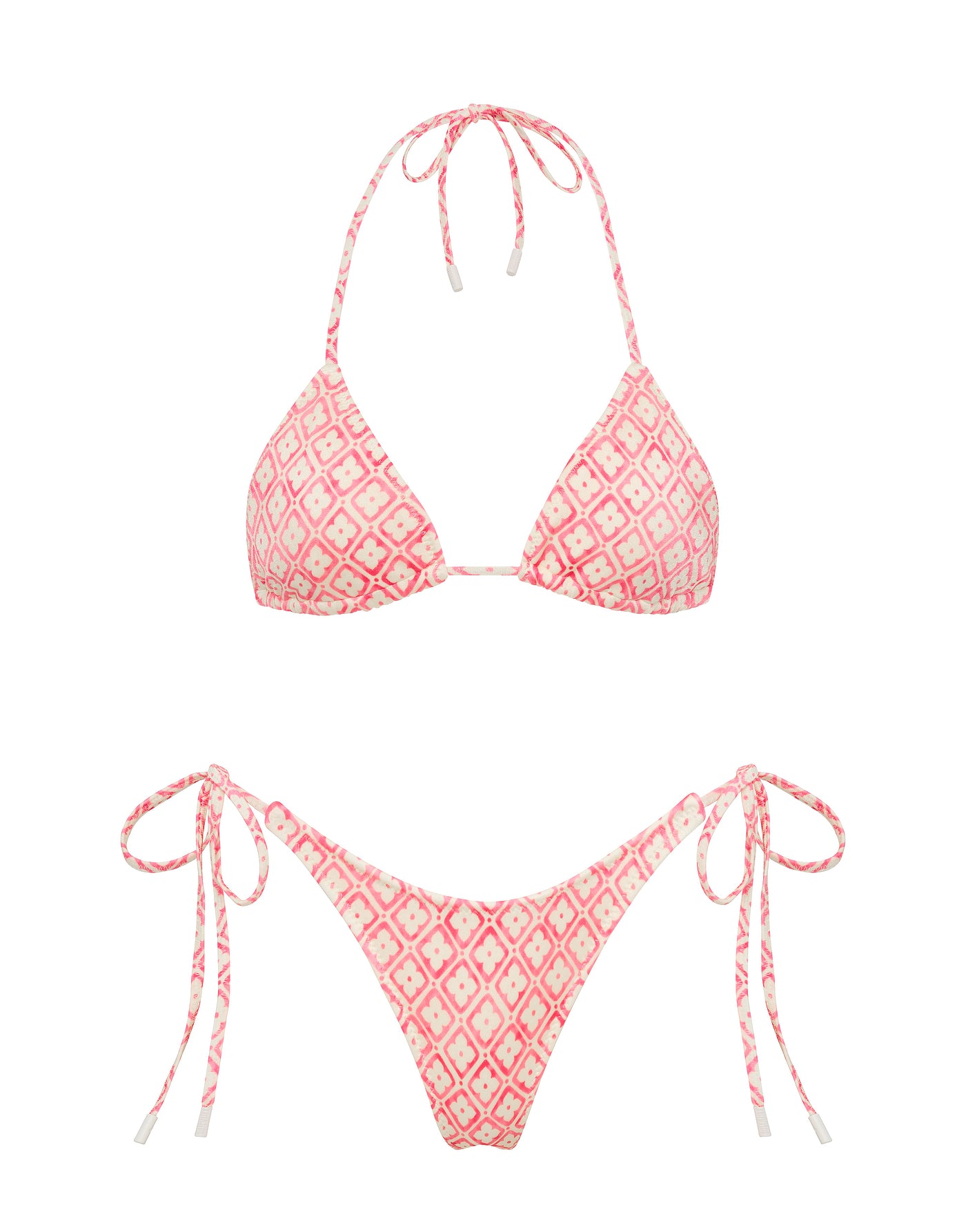 VINCA - PORTE Pink Geometric Triangle Bikini Set