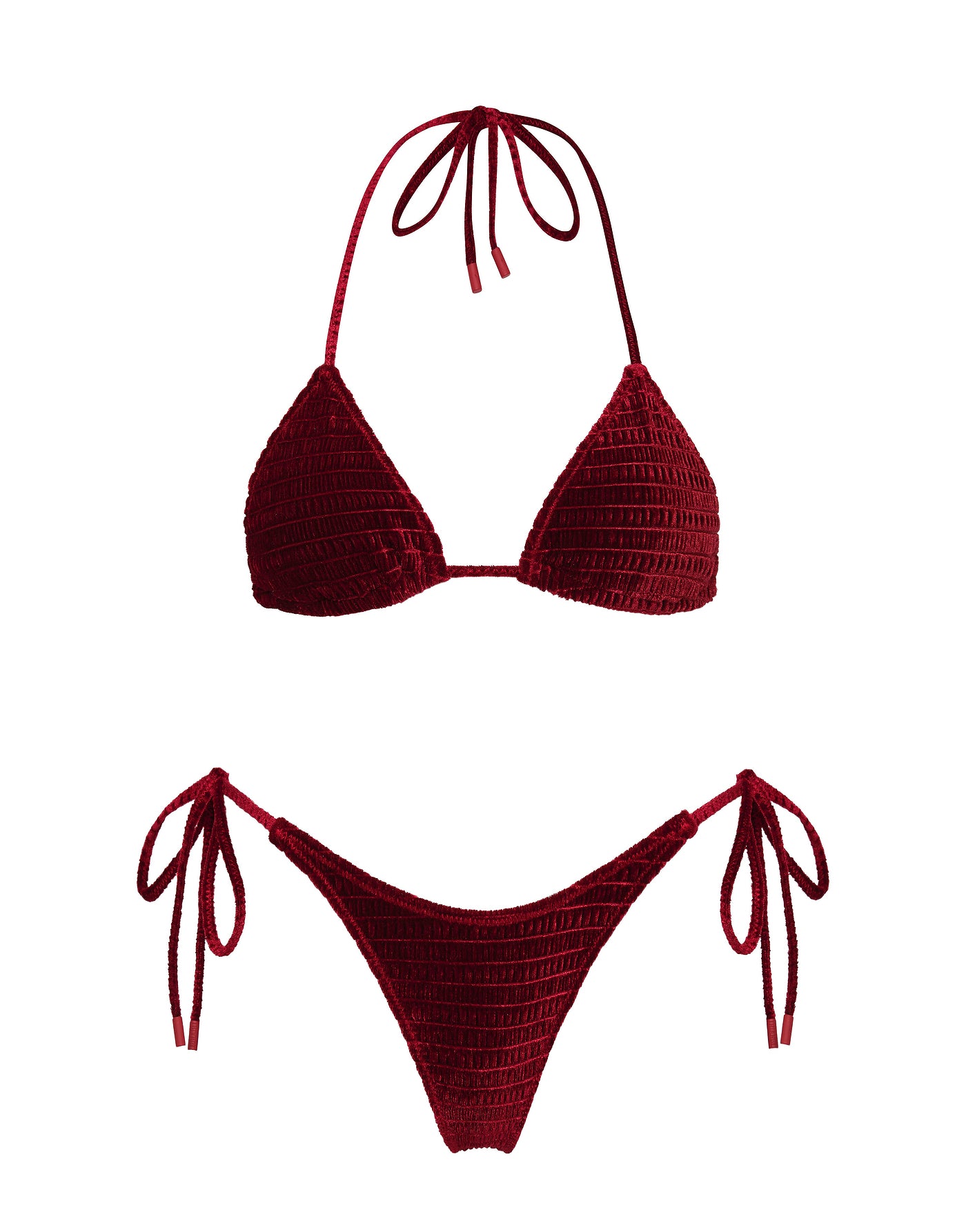 VINCA - RONI Burgundy Velvet Triangle Bikini Set
