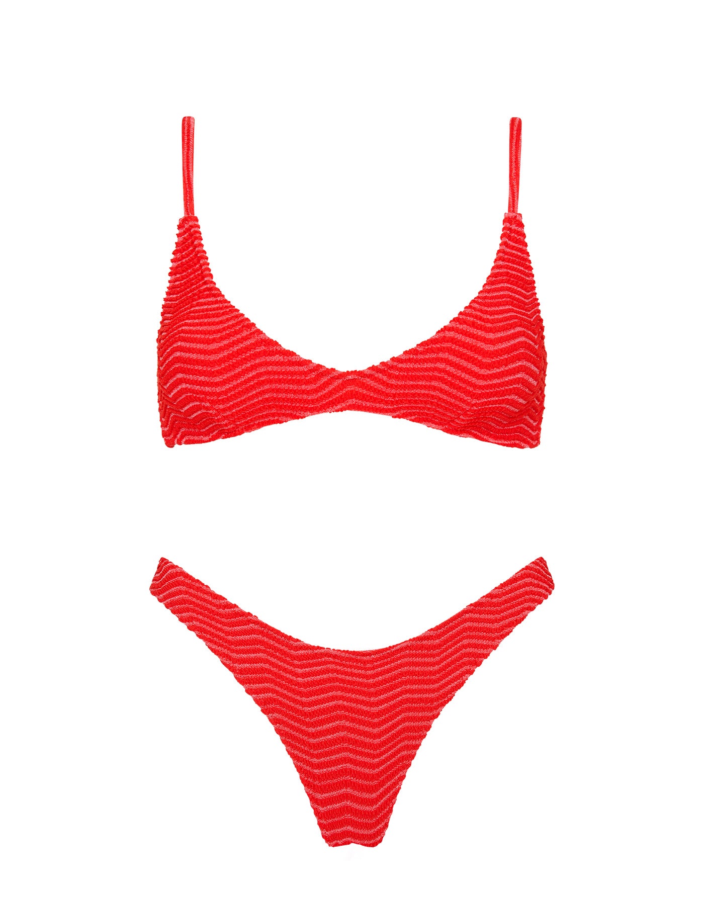 MAIA - MATO Red Terry Towelling Scoop Bikini Set