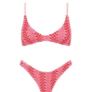 MAIA - ALINA Pink Crochet Scoop Bikini Set