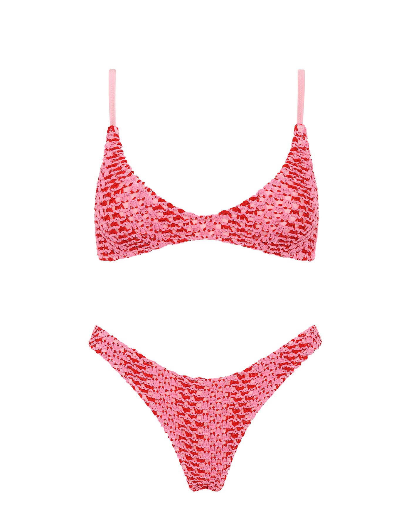 MAIA - ALINA Pink Crochet Scoop Bikini Set